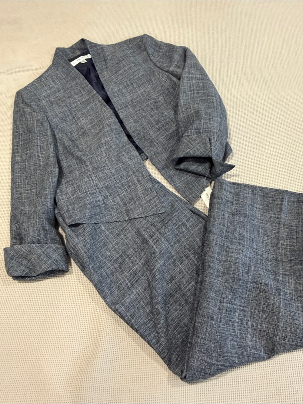 Jones Studio Blue-Gray Textured Open-Front Blazer